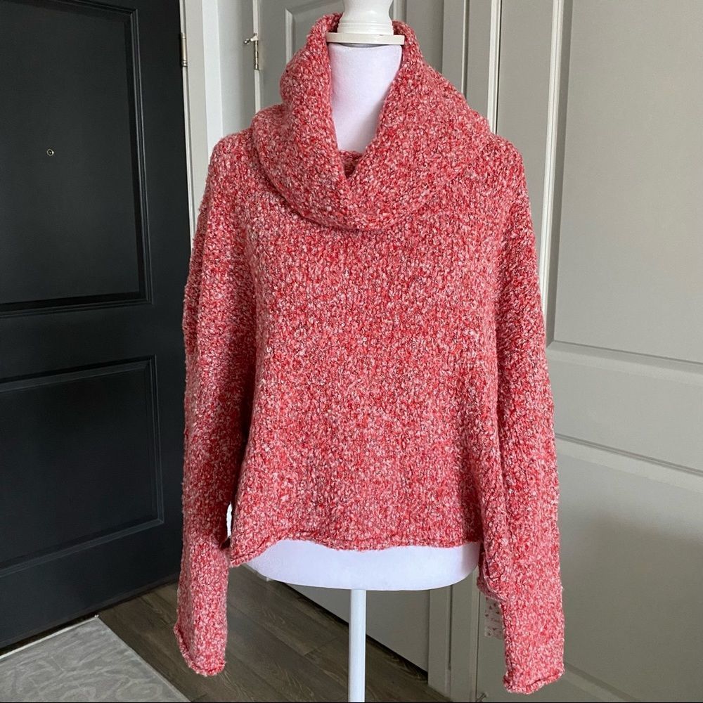 Free People Red Cowl Neck Sweater!